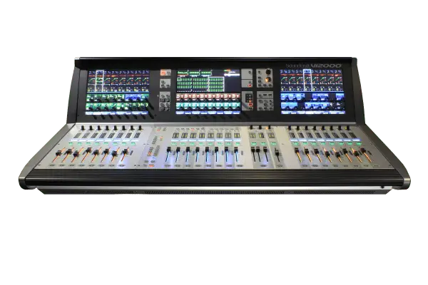 Console de mixage numérique professionnelle Soundcraft Vi2000 en location chez Cristal Audio Pro, pour sonorisation d'événements live.