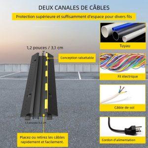 Schéma montrant les dimensions et l'utilisation des protège-câbles