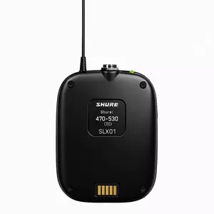 Emetteur SHURE poche SSX SLXD1-G59 avec antenne et connecteur TA4F, fréquence 470.350 MHz.