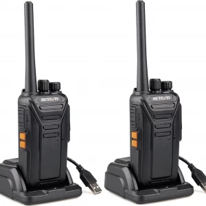 Produit Talkie-Walkie Retevis RT27 en station de charge avec antenne longue